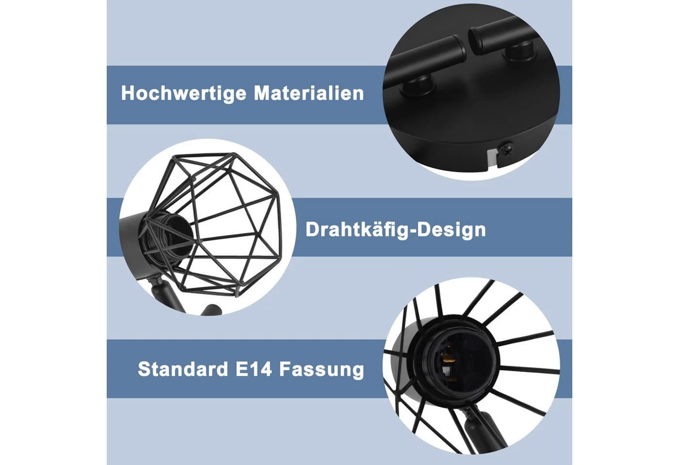 Nettlife Deckenstrahler Schwarz 2/3/4/5 Flammig E14 Industrial Schwenkbar 350° LED wechselbar - Bild 4
