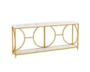 COSTWAY Konsolentisch schmal Marmor mit geometrischem Metallrahmen Gold Bild 2
