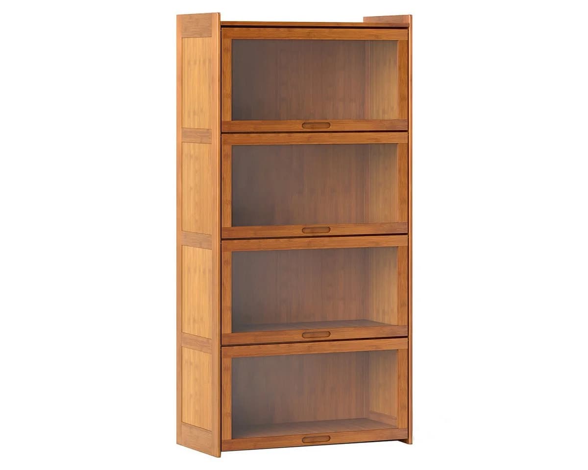 COSTWAY Bücherregal Bambus mit Acryltüren 4 Fächer - Bild 2