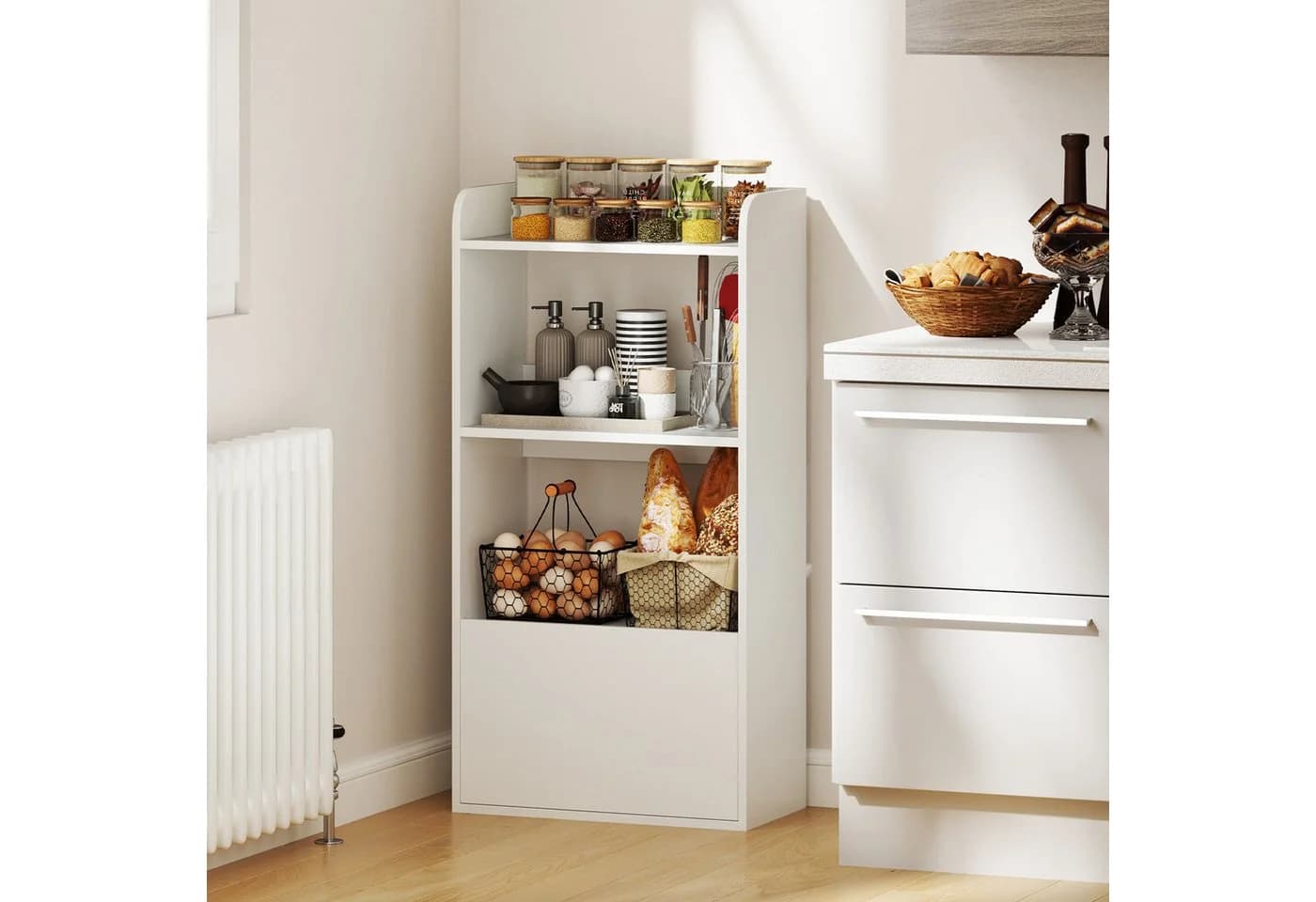 COSTWAY Bücherregal mit Schublade 2 Fächer Weiß Braun