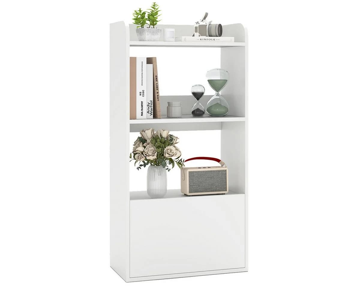 COSTWAY Bücherregal mit Schublade 2 Fächer Weiß Braun - Bild 2