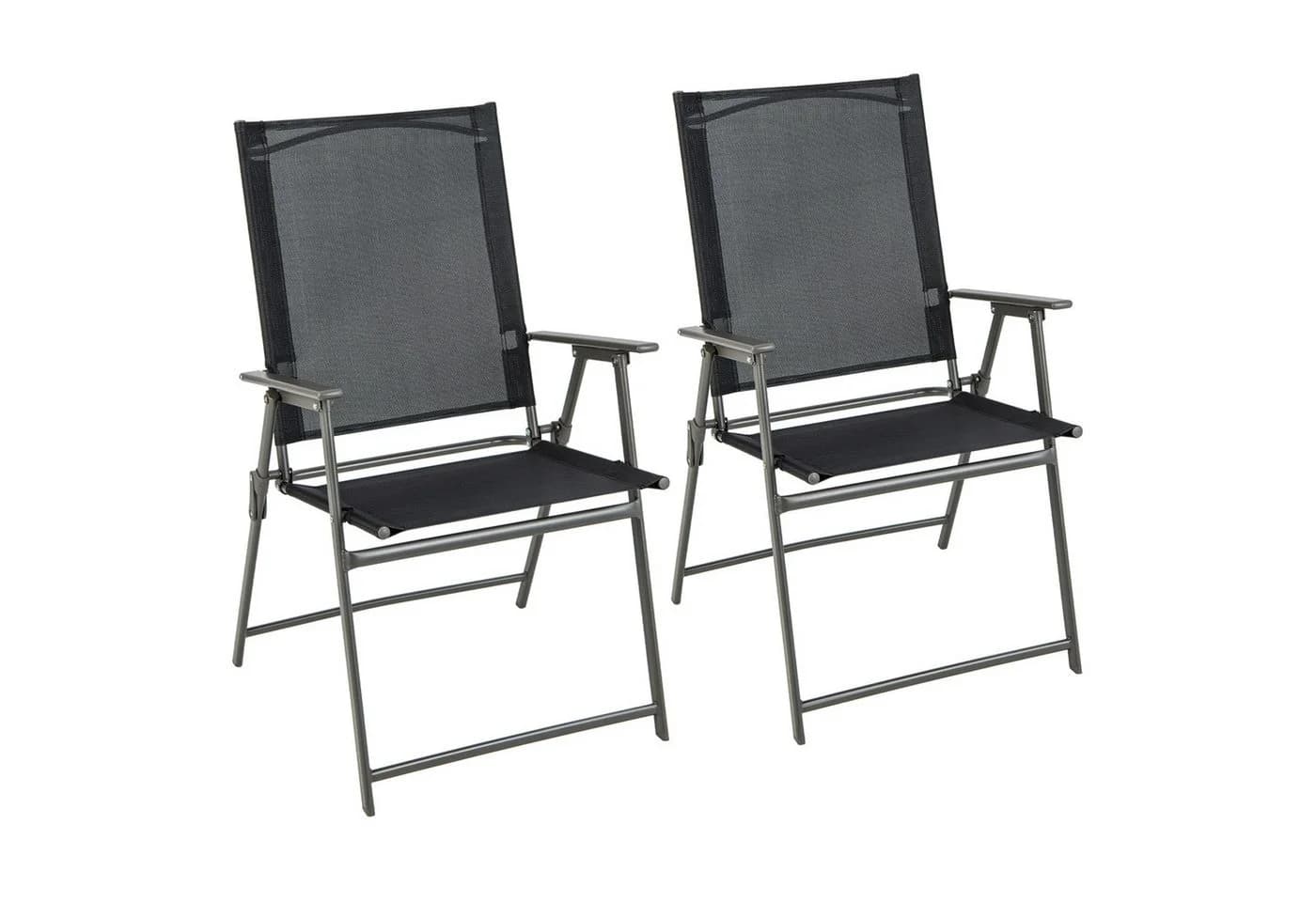 COSTWAY Gartenstuhl Klappstühle 2 St. Schwarz mit Armlehnen - Bild 2