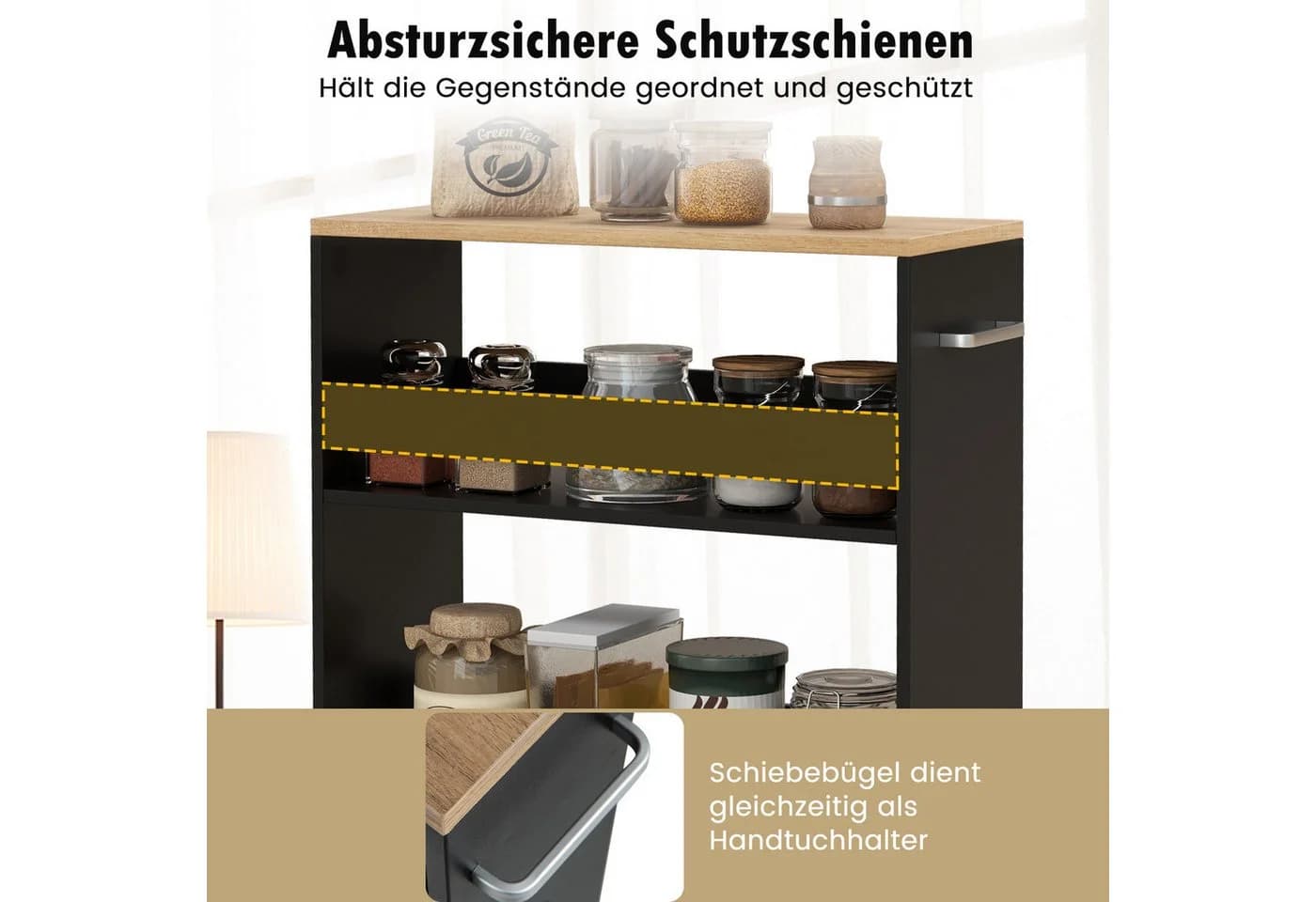 COSTWAY Küchenwagen schmal 4 Ebenen auf Rollen 47,5x20x80,5cm - Bild 4