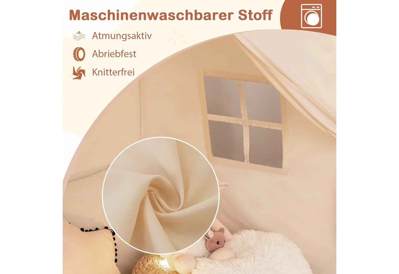 COSTWAY Spielzelt Kinder Spielhaus Boho-Stil 157x98x148cm