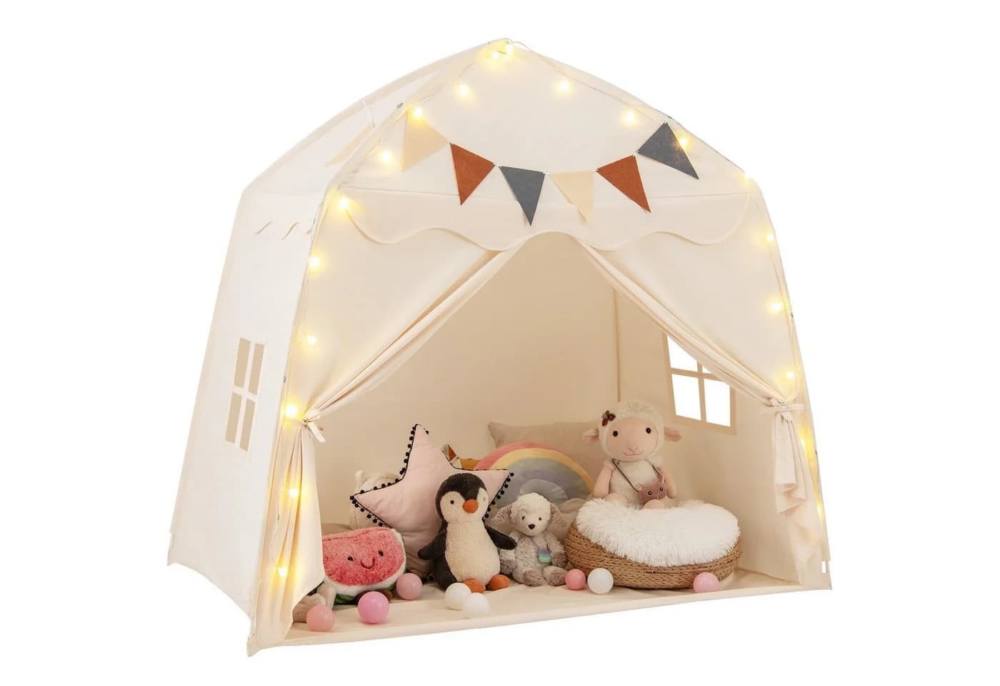 COSTWAY Spielzelt Kinder Spielhaus Boho-Stil 157x98x148cm - Bild 2