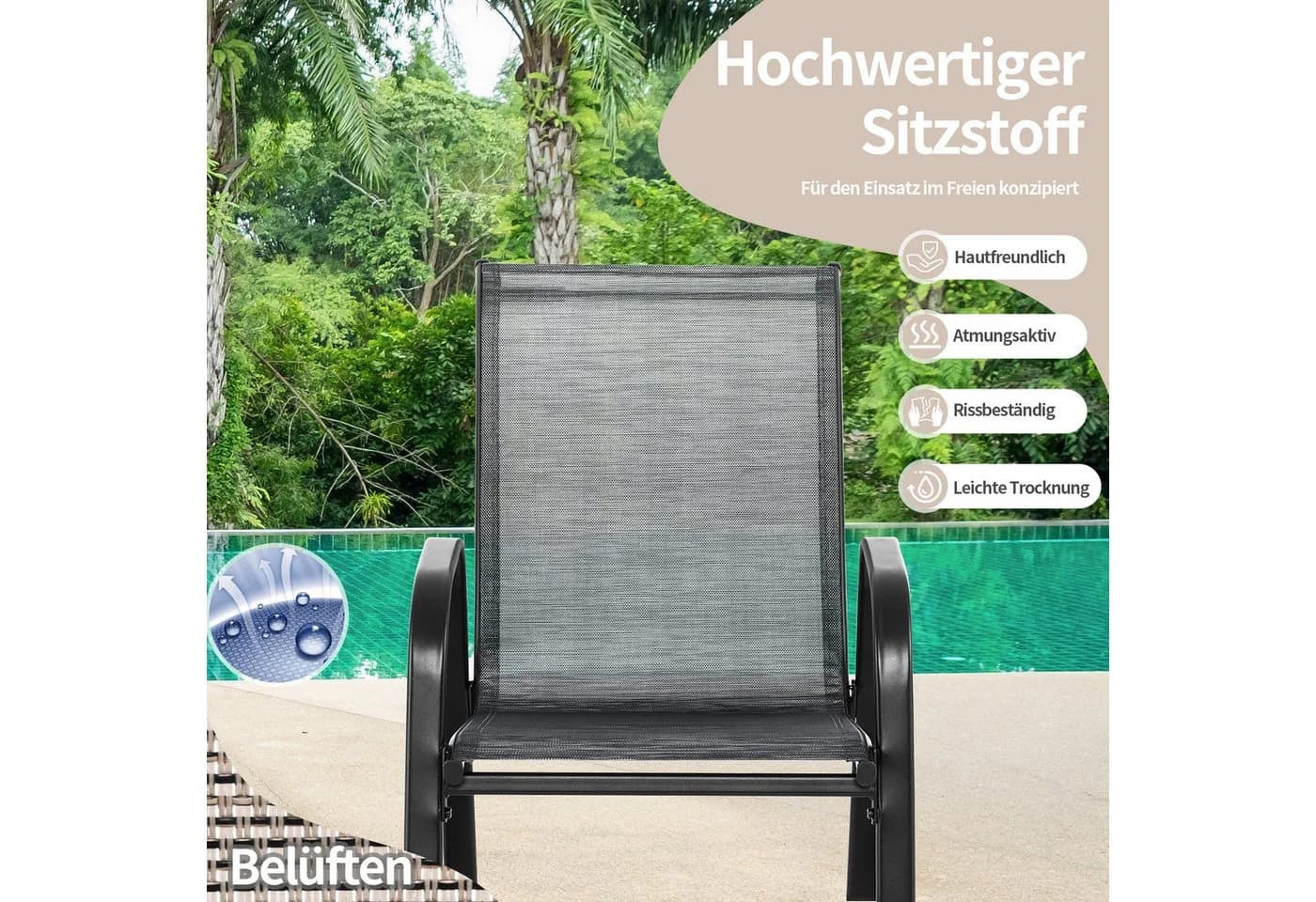 COSTWAY 2er Set Schaukelstühle Grau Metallrahmen - Bild 1