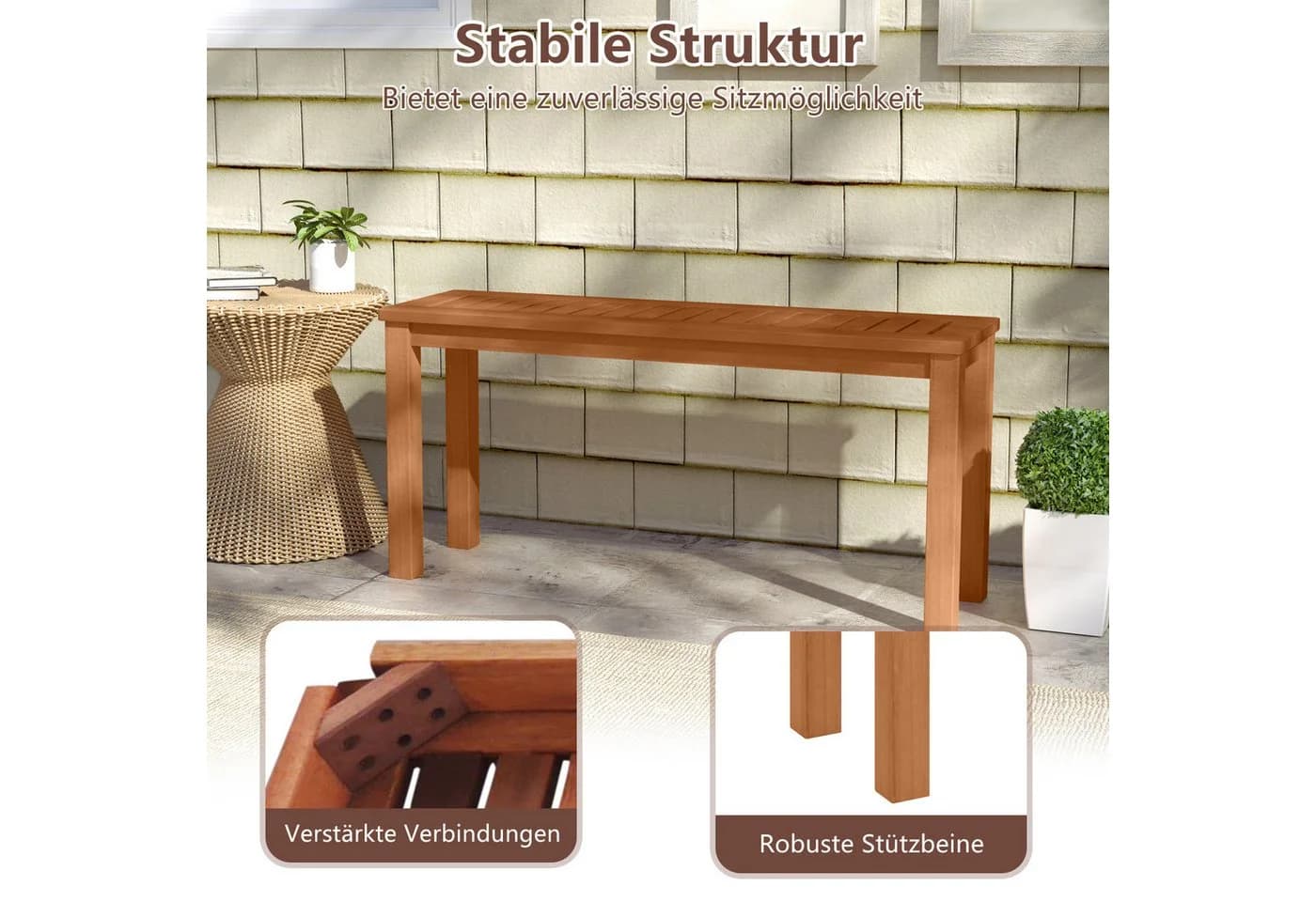 COSTWAY Gartenbank 2-Sitzer Massivholz Wetterfest - Bild 4