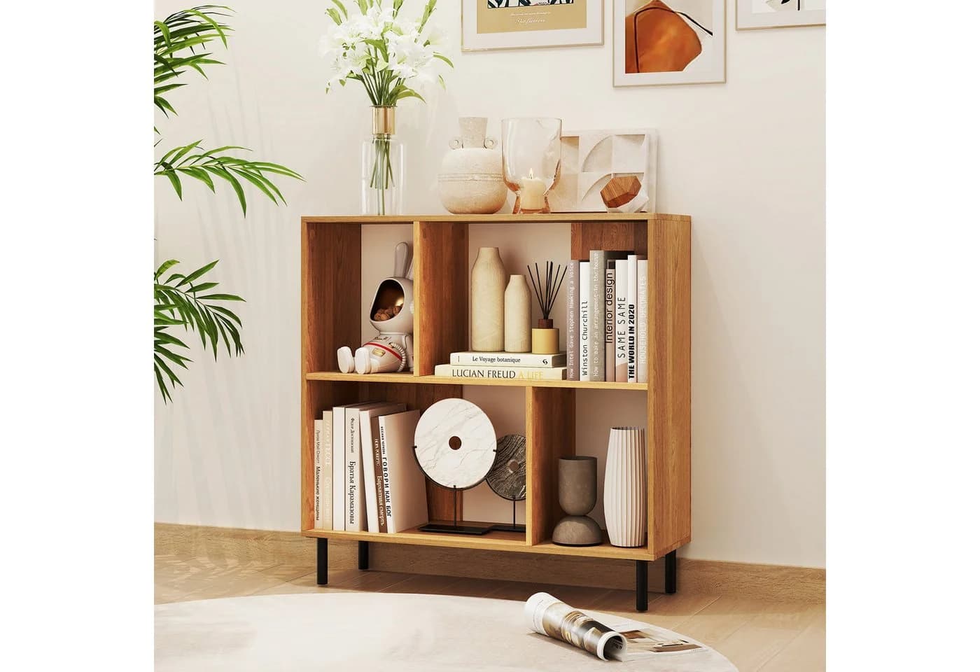 COSTWAY Bücherregal 4 Fächer Würfelregal 2 Ebenen 90x30x90cm
