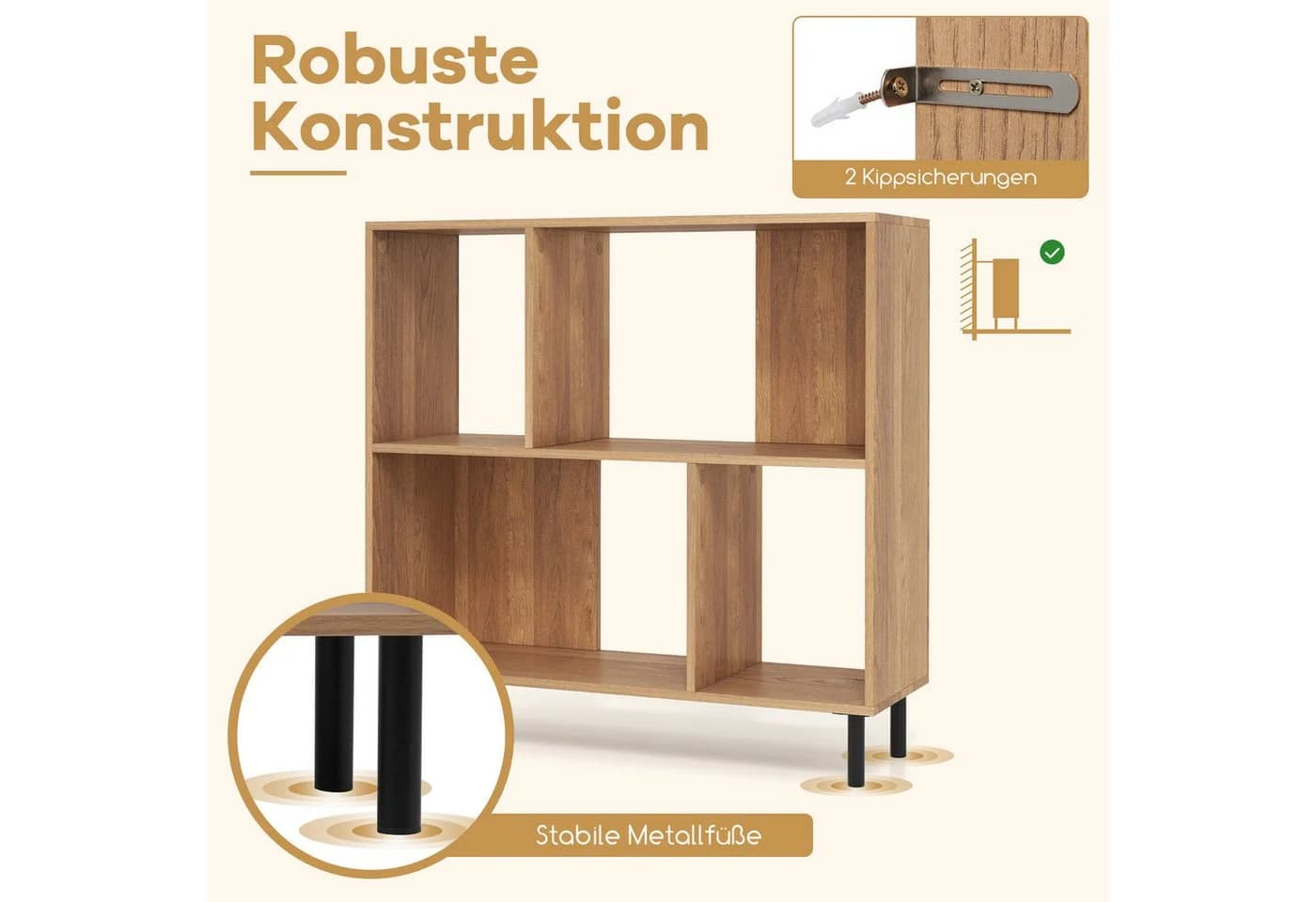 COSTWAY Bücherregal 4 Fächer Würfelregal 2 Ebenen 90x30x90cm - Bild 5
