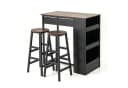 COSTWAY Bartisch Set 2 Personen Industriestil Holzmaserung Schwarz Bild 2