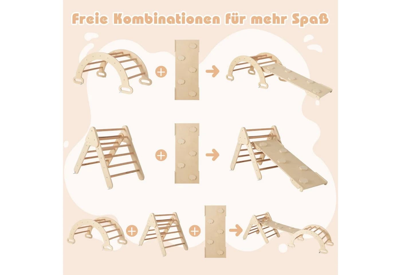 COSTWAY Klettergerüst 4 in 1 Kletterbogen mit Rampe Tragfähigkeit 50kg - Bild 3