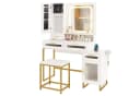 COSTWAY Schminktisch mit LED & Ladestation, Hocker, Spiegel, Schubladen Bild 1