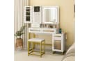 COSTWAY Schminktisch mit LED & Ladestation, Hocker, Spiegel, Schubladen Bild 2