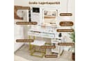 COSTWAY Schminktisch mit LED & Ladestation, Hocker, Spiegel, Schubladen Bild 3