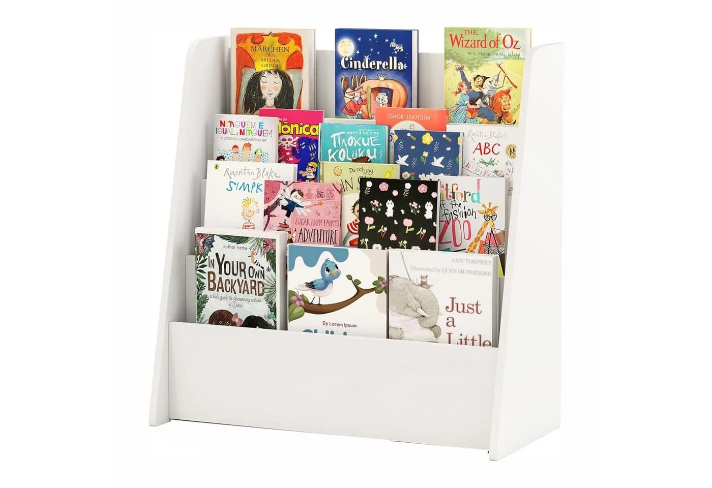 KOMFOTTEU Bücherregal Hängefächerregal Kinderregal 4 Ablagefächer Weiß - Bild 2