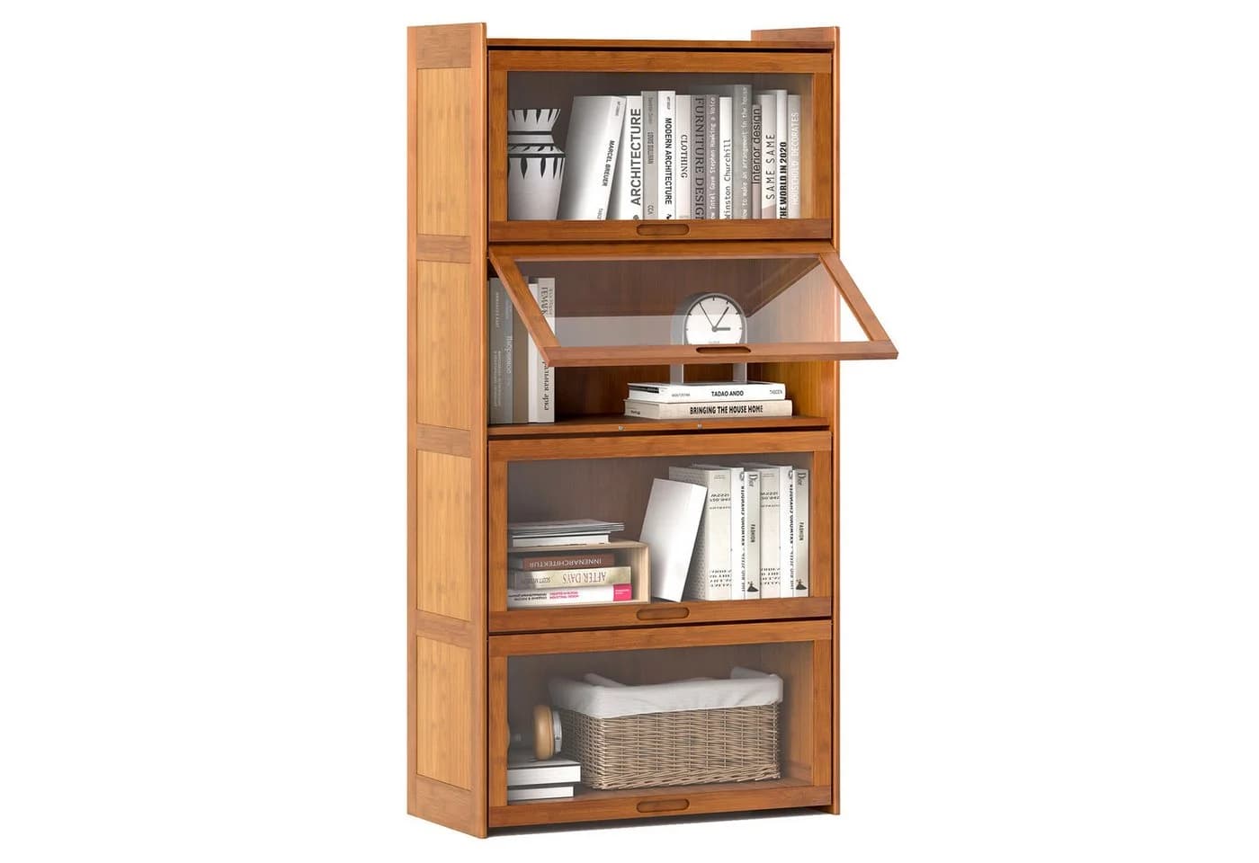 KOMFOTTEU Bücherregal, Vitrinenschrank aus Bambus - Bild 2