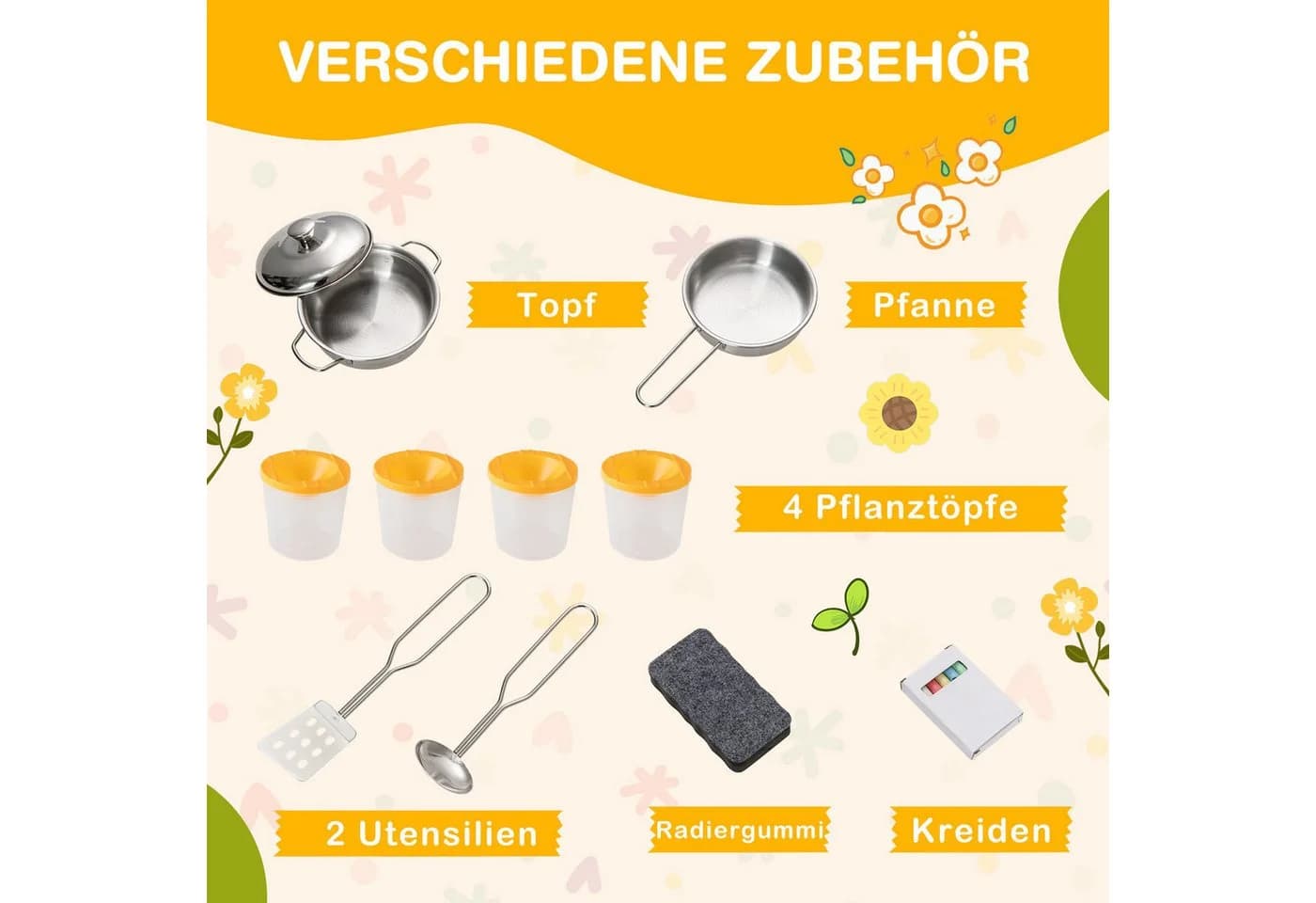 KOMFOTTEU Outdoor-Spielküche Matschküche mit Herdplatten