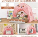 KOMFOTTEU Kinderzelt mit Lichterketten, 2 Türen & Fenstern, Rosa Bild 5