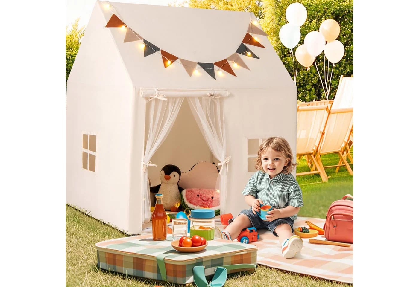 KOMFOTTEU Kinderzelt mit LED-Sternenlicht & rutschfester Matte - Bild 5