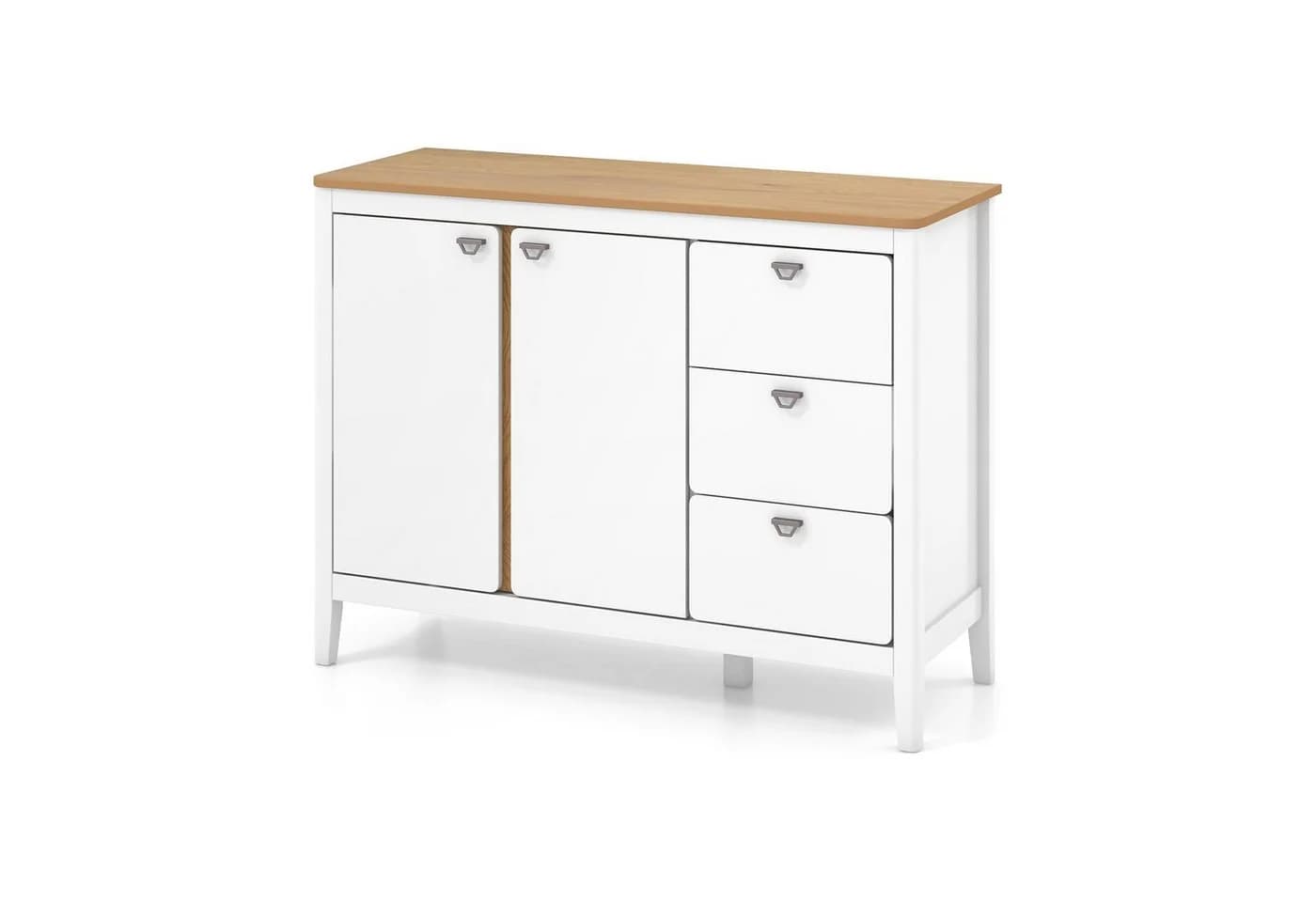 KOMFOTTEU Sideboard Buffetschrank mit Schubladen & Schrank Weiß/Natur - Bild 2