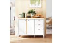 KOMFOTTEU Sideboard Buffetschrank mit Schubladen & Schrank Weiß/Natur Bild 4