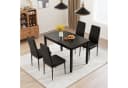 COSTWAY Esszimmerstuhl 4er Set Schwarz Kunstleder mit Rückenlehne Bild 1