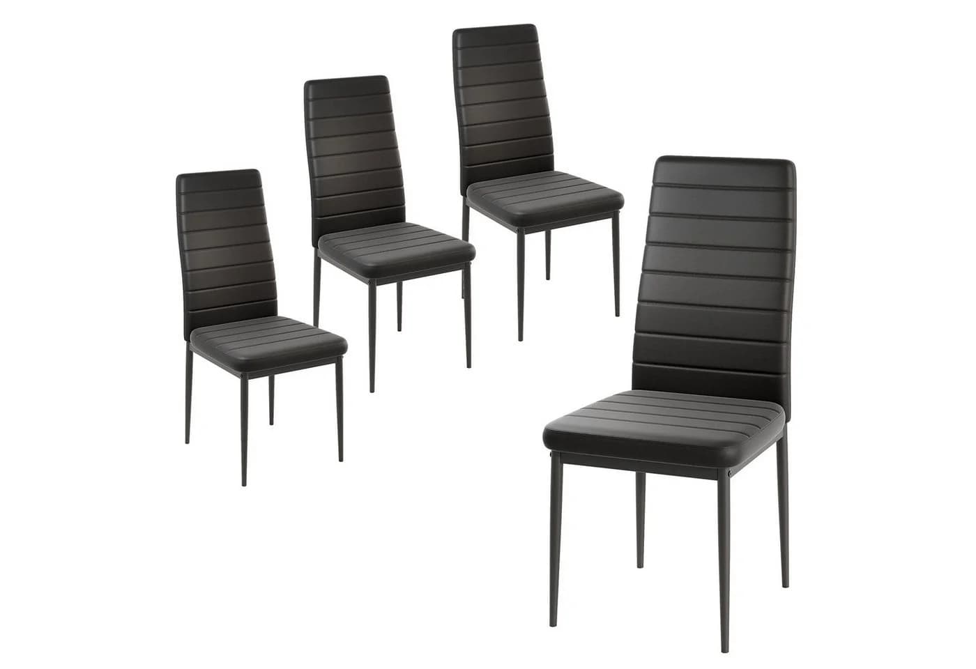 COSTWAY Esszimmerstuhl 4er Set Schwarz Kunstleder mit Rückenlehne - Bild 2