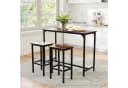 COSTWAY Bartisch 3-tlg. mit 2 Barhockern Braunschwarz Industriestil Bild 1