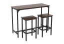 COSTWAY Bartisch 3-tlg. mit 2 Barhockern Braunschwarz Industriestil Bild 2