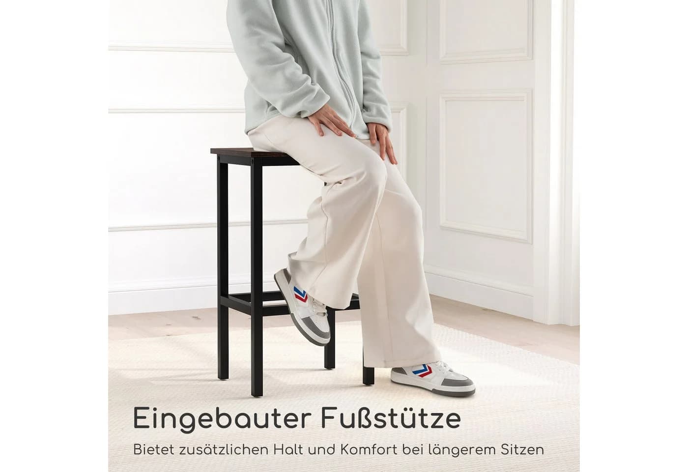 COSTWAY Bartisch 3-tlg. mit 2 Barhockern Braunschwarz Industriestil - Bild 5