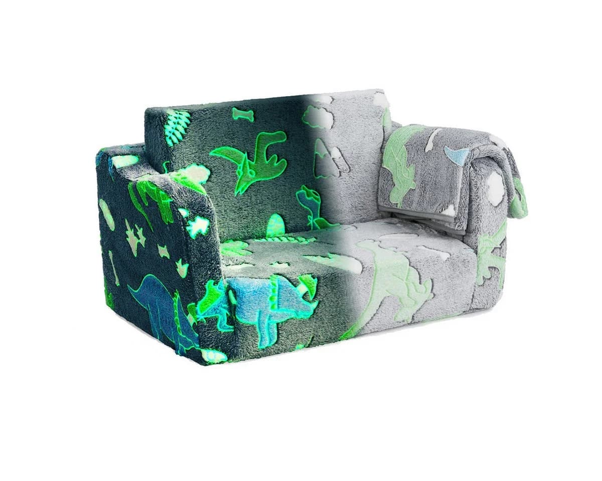 COSTWAY Kindersessel 2-in-1 Klappsofa mit Decke grau - Bild 2