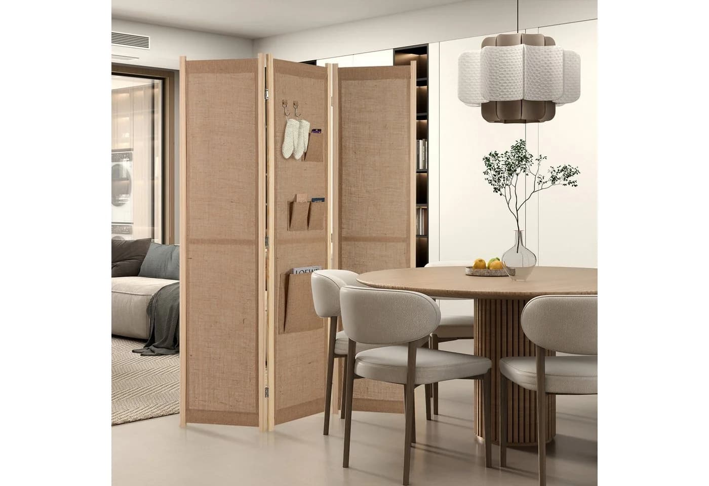 COSTWAY Raumteiler 170x121cm 3-tlg. Beige