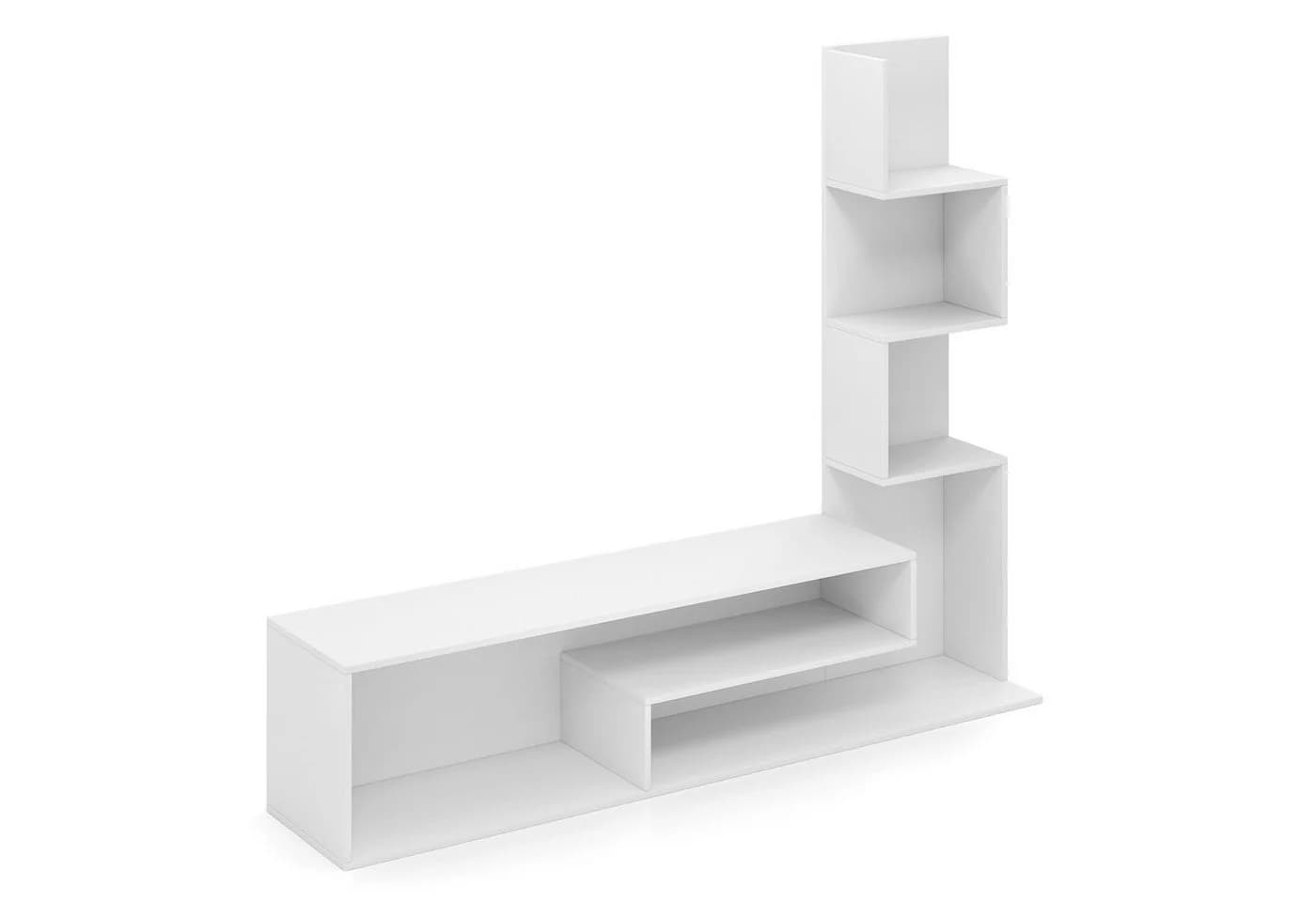 COSTWAY TV-Schrank mit L-förmigen Ablagen Rustikal Braun/Weiß - Bild 2