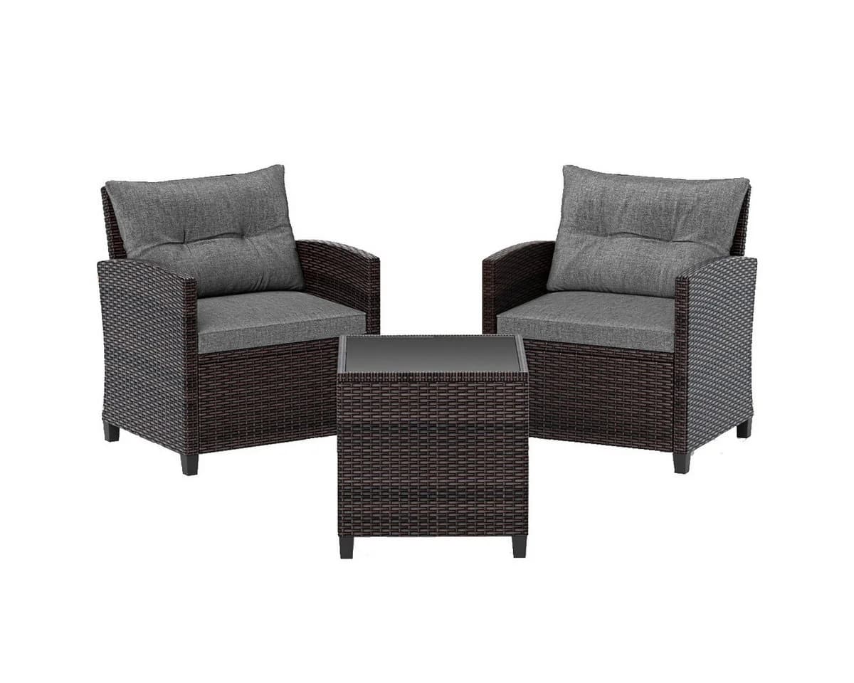COSTWAY Gartenlounge-Set 3-tlg. Rattan - Bild 2
