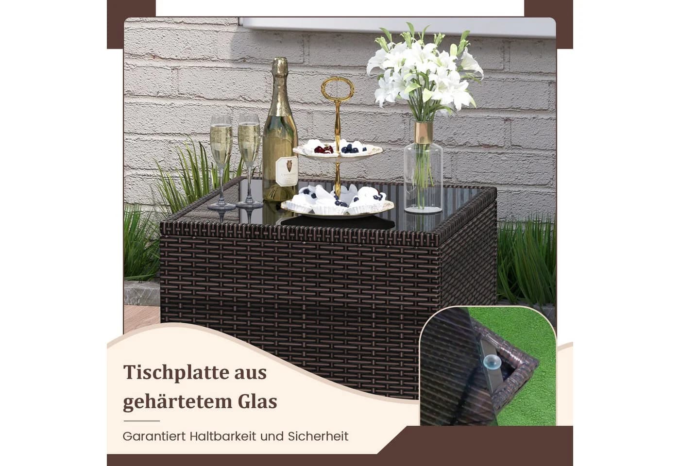 COSTWAY Gartenlounge-Set 3-tlg. Rattan - Bild 5