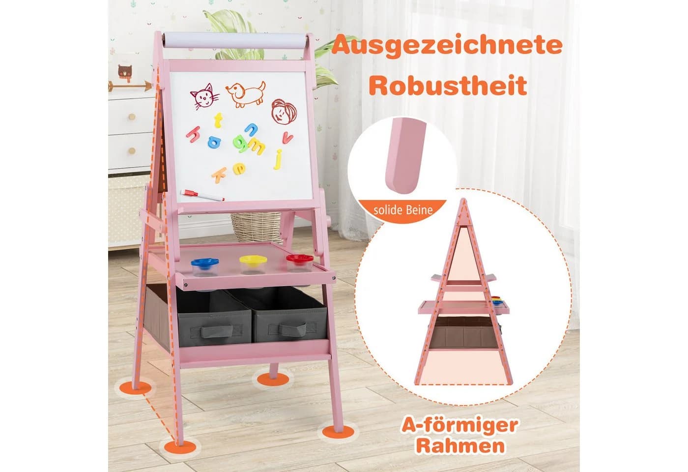 COSTWAY 3 in 1 Kinder magnetisch Kreidetafel doppelseitig - Bild 4