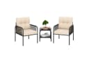 COSTWAY Balkonset 3-tlg. 1 Tisch, 2 Stühle Beige PE-Rattan Bild 2
