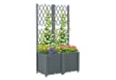 COSTWAY Blumenkasten 2-tlg. Grau mit Rankgitter Bild 2