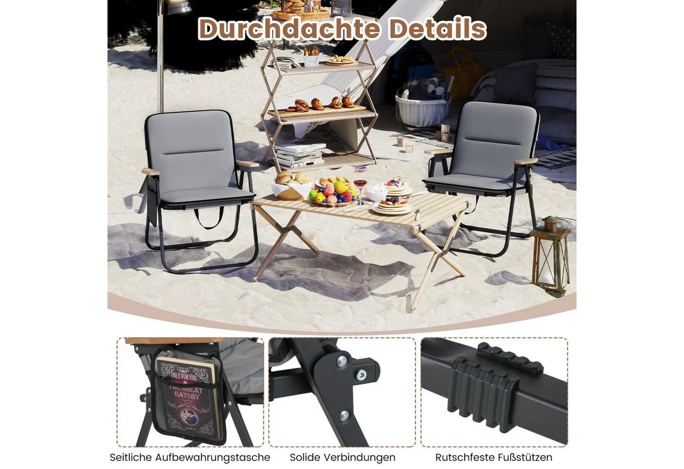 KOMFOTTEU Angelstuhl 2er Set Klappbar Verstellbar - Bild 3