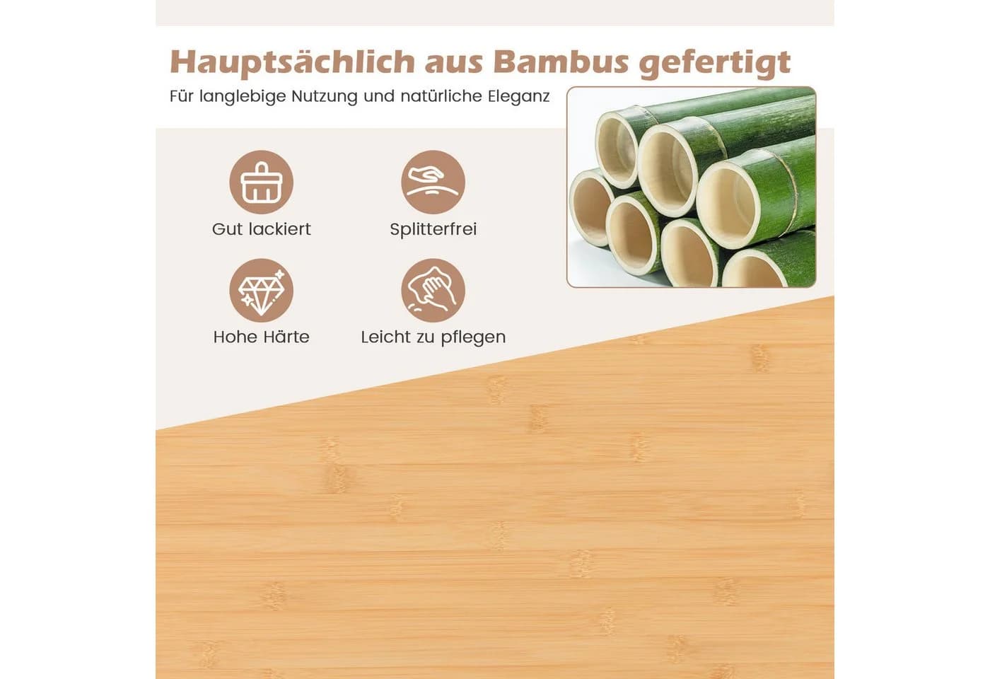 COSTWAY Küchenwagen mit Rollen und Arbeitsplatte Bambus - Bild 3