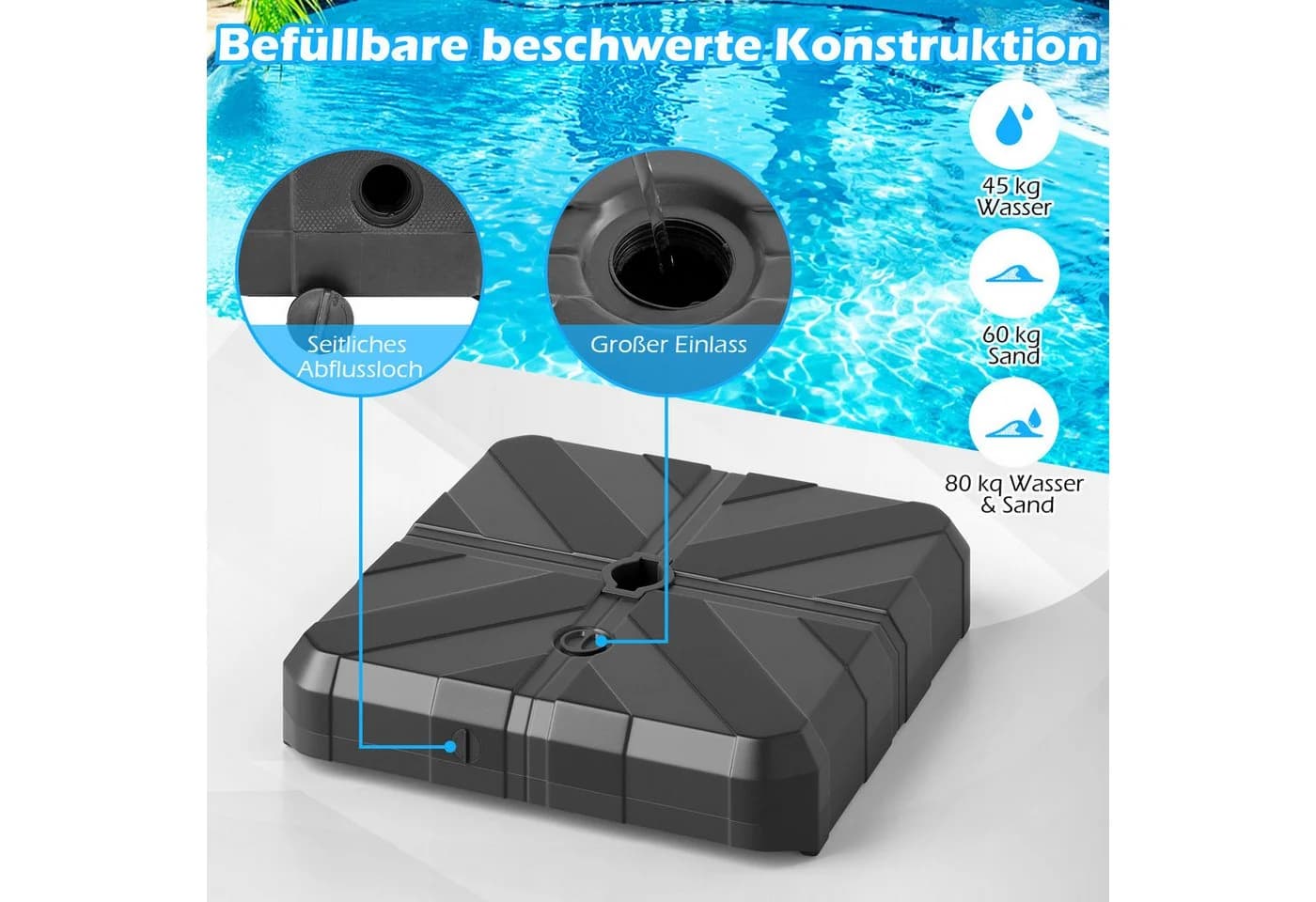 COSTWAY Schirmständer Befüllbar bis 80kg - Bild 3