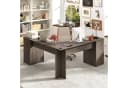 COSTWAY Eckschreibtisch L-Form mit Ladestation, Schrank, 2 Schubladen Grau Bild 1