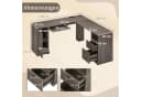 COSTWAY Eckschreibtisch L-Form mit Ladestation, Schrank, 2 Schubladen Grau Bild 3