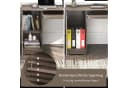 COSTWAY Eckschreibtisch L-Form mit Ladestation, Schrank, 2 Schubladen Grau Bild 4