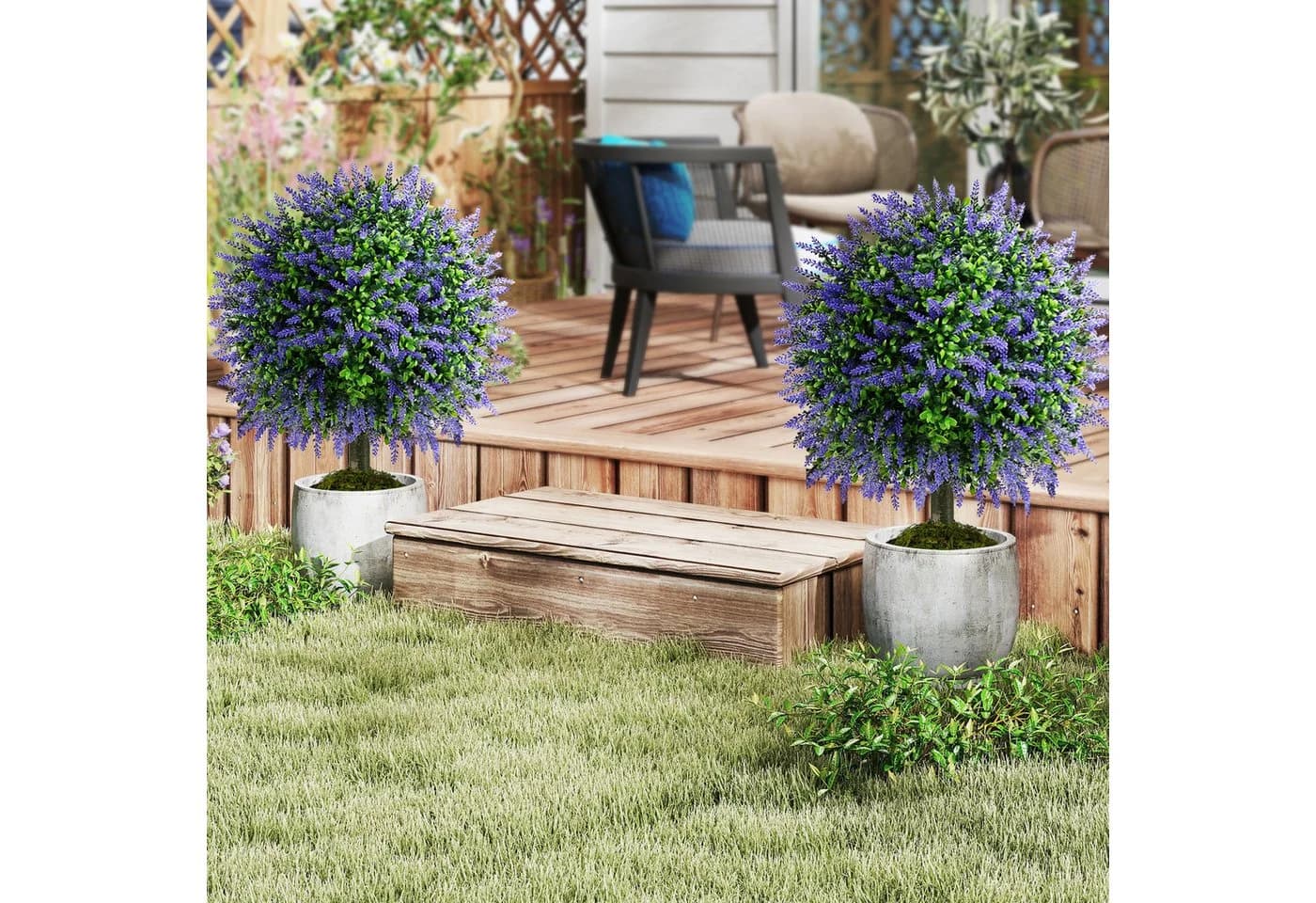 COSTWAY Kunstpflanze Lavendelbaum Lila 58 cm 2er-Set