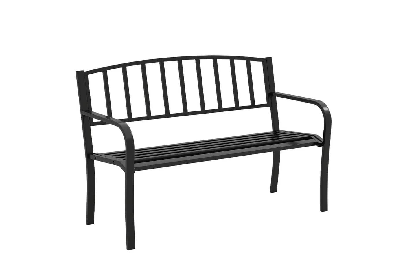 COSTWAY Gartenbank 3-Sitzer Metall Schwarz 127cm - Bild 2