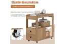 COSTWAY Beistelltisch mit Schubladen und Rollen Natur/Schwarz Bild 4