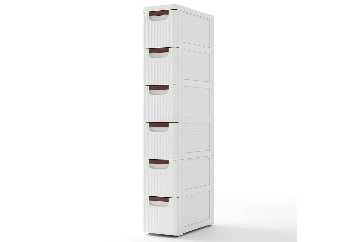 COSTWAY Beistellwagen Nischenschrank schmal 6 Schubladen Rollen weiß - Bild 2