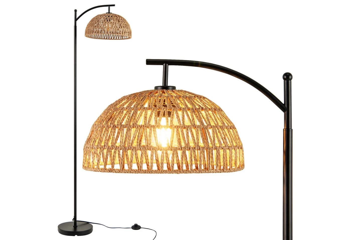 COSTWAY Stehlampe 160 cm hoch mit hängendem Lampenschirm & Fußschalter - Bild 2