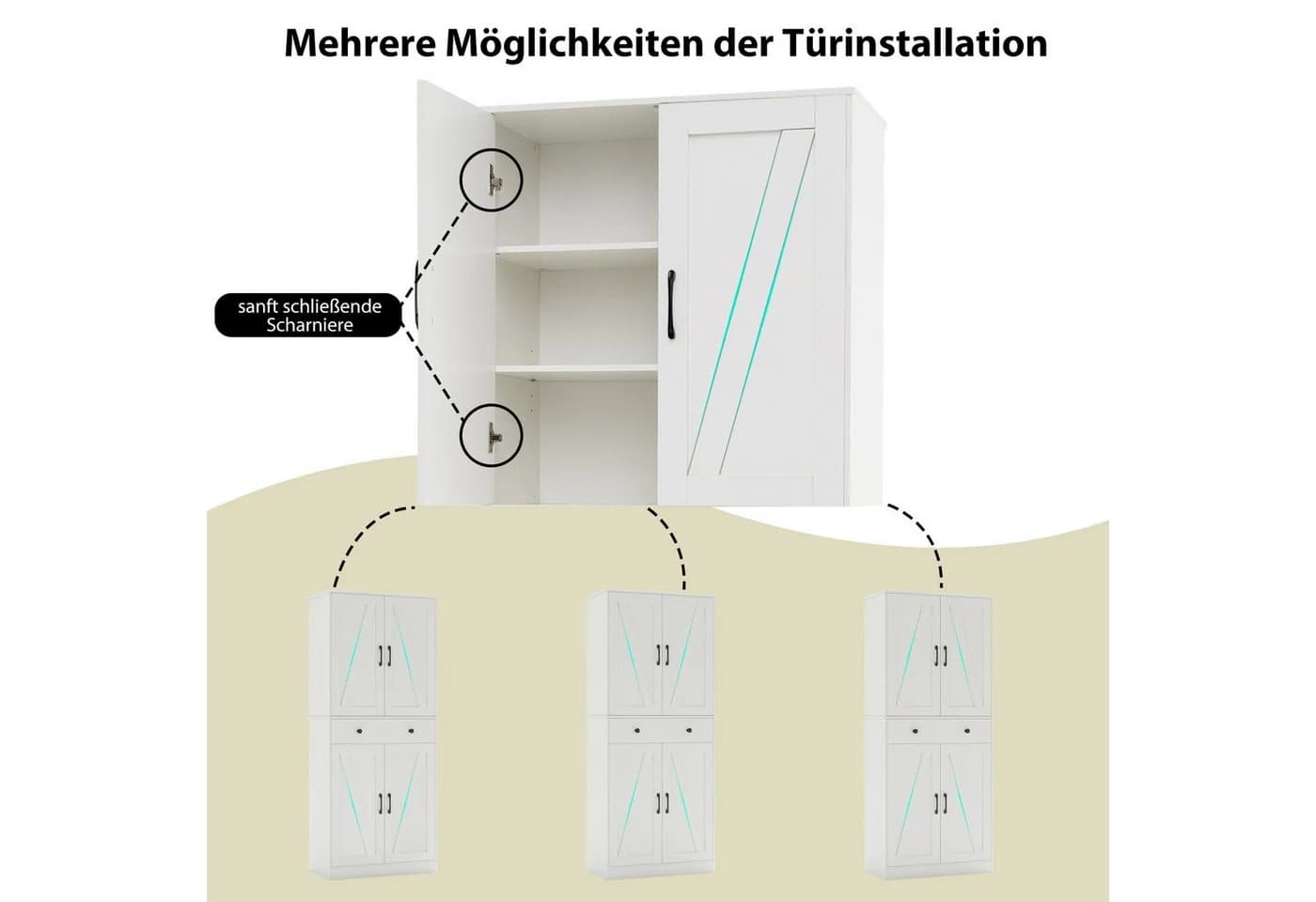 COSTWAY Küchenbuffet Vorratsschrank Weiß - Bild 3